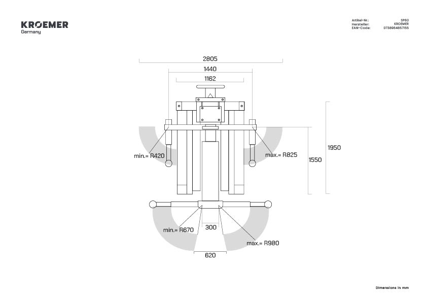 Technische Zeichnung SP60 - Draufsicht