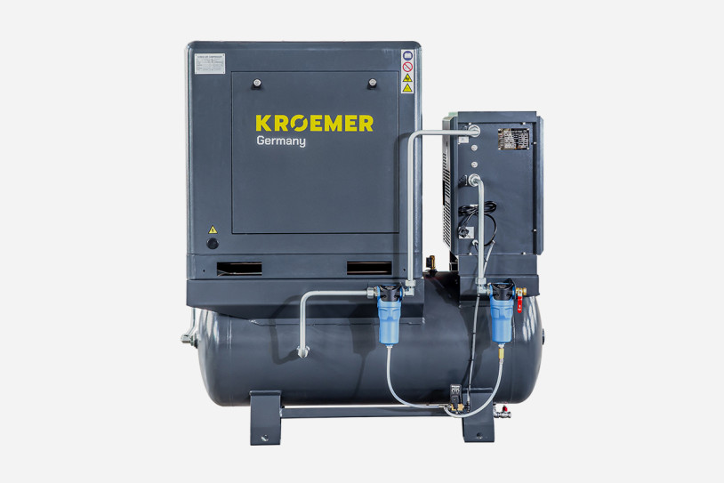 Druckluftkompressor DK10 mit 500-Liter-Tank und 400V Motor Hauptansicht