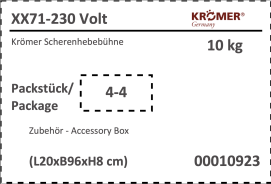 Label: Zubehör für die Doppelscherenhebebühne XX71